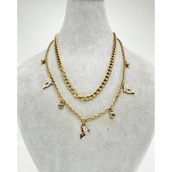 Gold İkili Yunus Detaylı Kolye